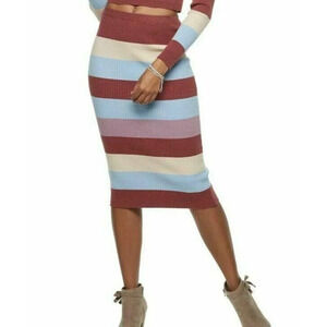 Love & Fire Size S Ribbed Striped Midi Skirt